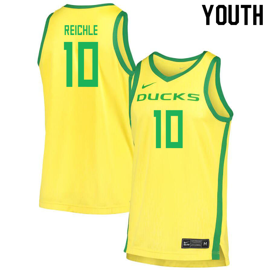 Youth # #10 Gabe Reichle Oregon Ducks College Basketball Jerseys Sale-Yellow